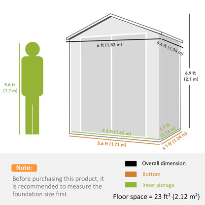6x4.5FT Plastic Shed, Lockable Garden Tool Storage With Double Doors, Grey Sheds at Gallery Canada