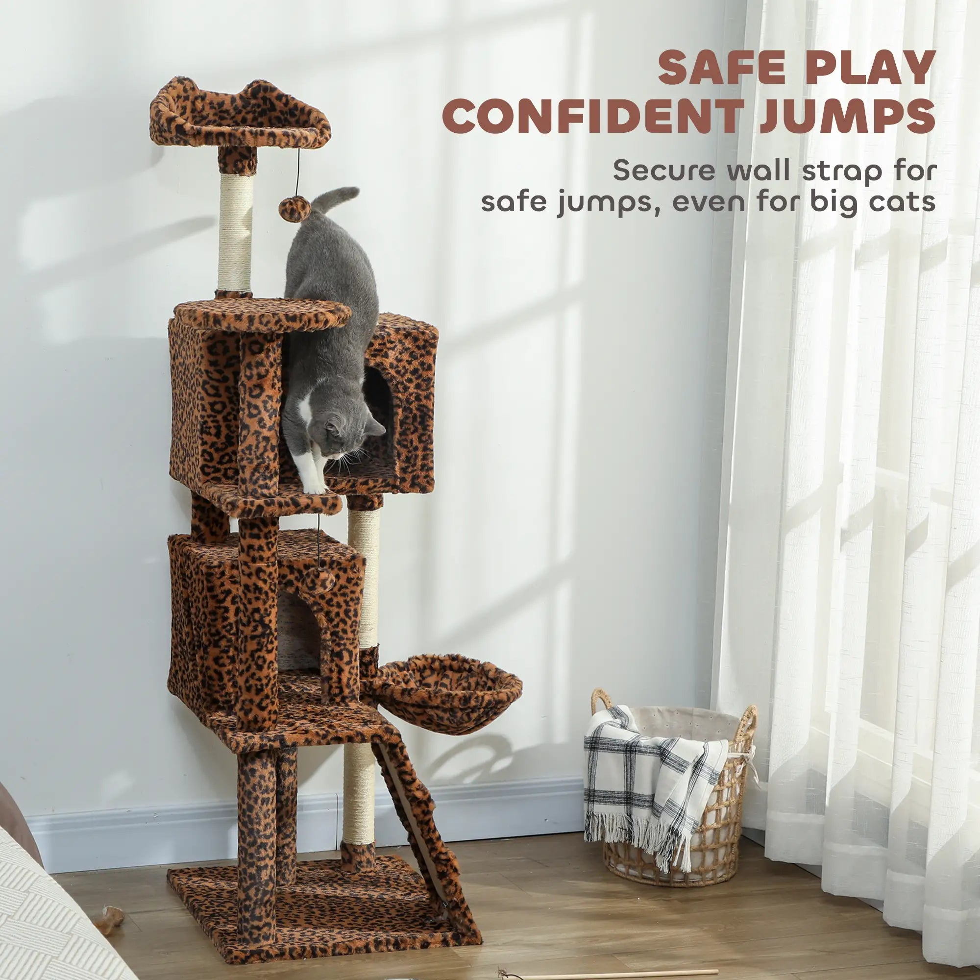63 Inch Cat Tree with Sisal Posts, Condos, Plush Perches, Hammock, Ladder Cat Towers at Gallery Canada