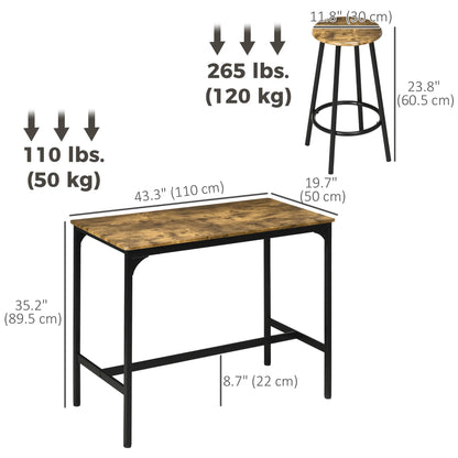 5-Piece Bar Table Set, Industrial Counter Height, Rustic Brown, Brown Bar Sets at Gallery Canada