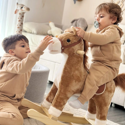 Plush Rocking Horse, Wooden Rockers with Sounds, 36-72 Months, Brown Rocking Horses at Gallery Canada