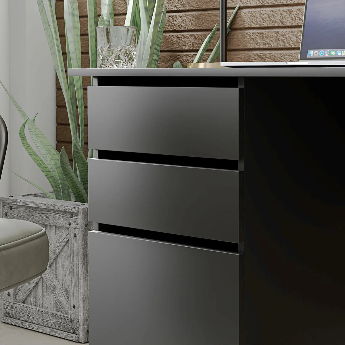 Computer Desk With Storage, Drawers and Cabinet, Black Computer Desks at Gallery Canada