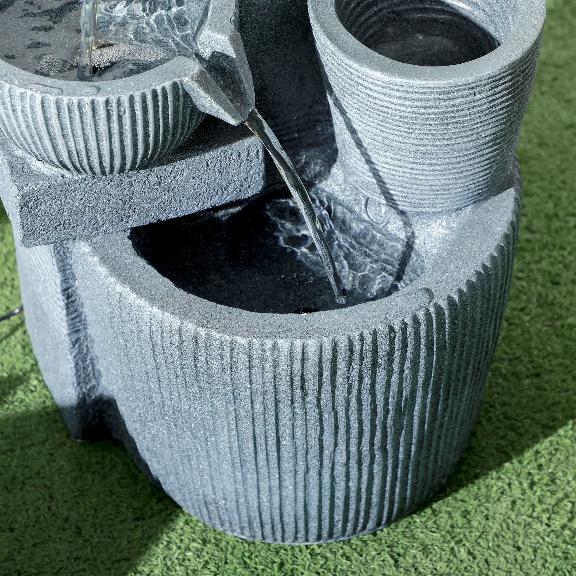 Solar Powered 4-Tier Resin Water Fountain, LED Lights Water Fountains at Gallery Canada