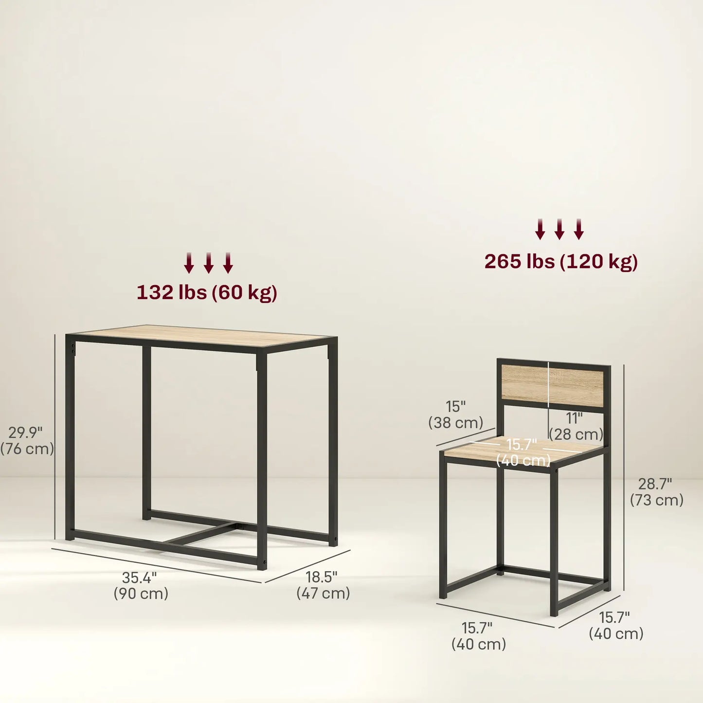 Industrial Dining Table Set for 2, Kitchen Table with Chairs Bar Sets at Gallery Canada