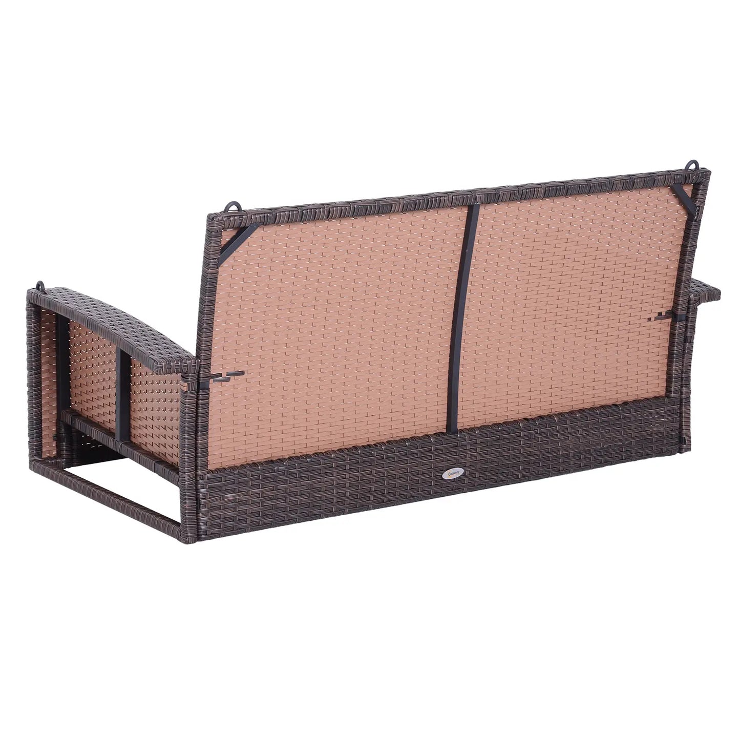 2-Person Patio Swing, Outdoor Rattan Hanging Bench with Cushion, 7.2 ft, Beige Hanging Porch Swings at Gallery Canada