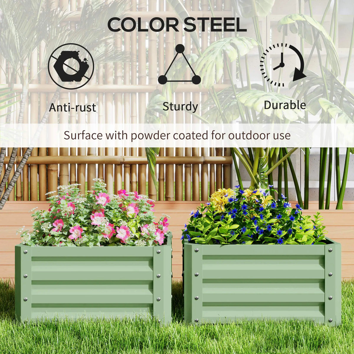 2' x 2' x 1' Raised Garden Bed, Galvanised Steel Frame, Light Green Raised Garden Beds at Gallery Canada
