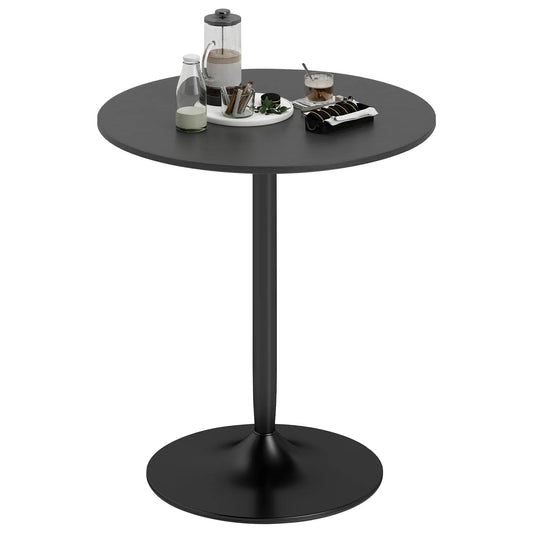 27.6" Round Kitchen Table for 2, Wood Veneer, Steel Base, Black Dining Tables Black at Gallery Canada