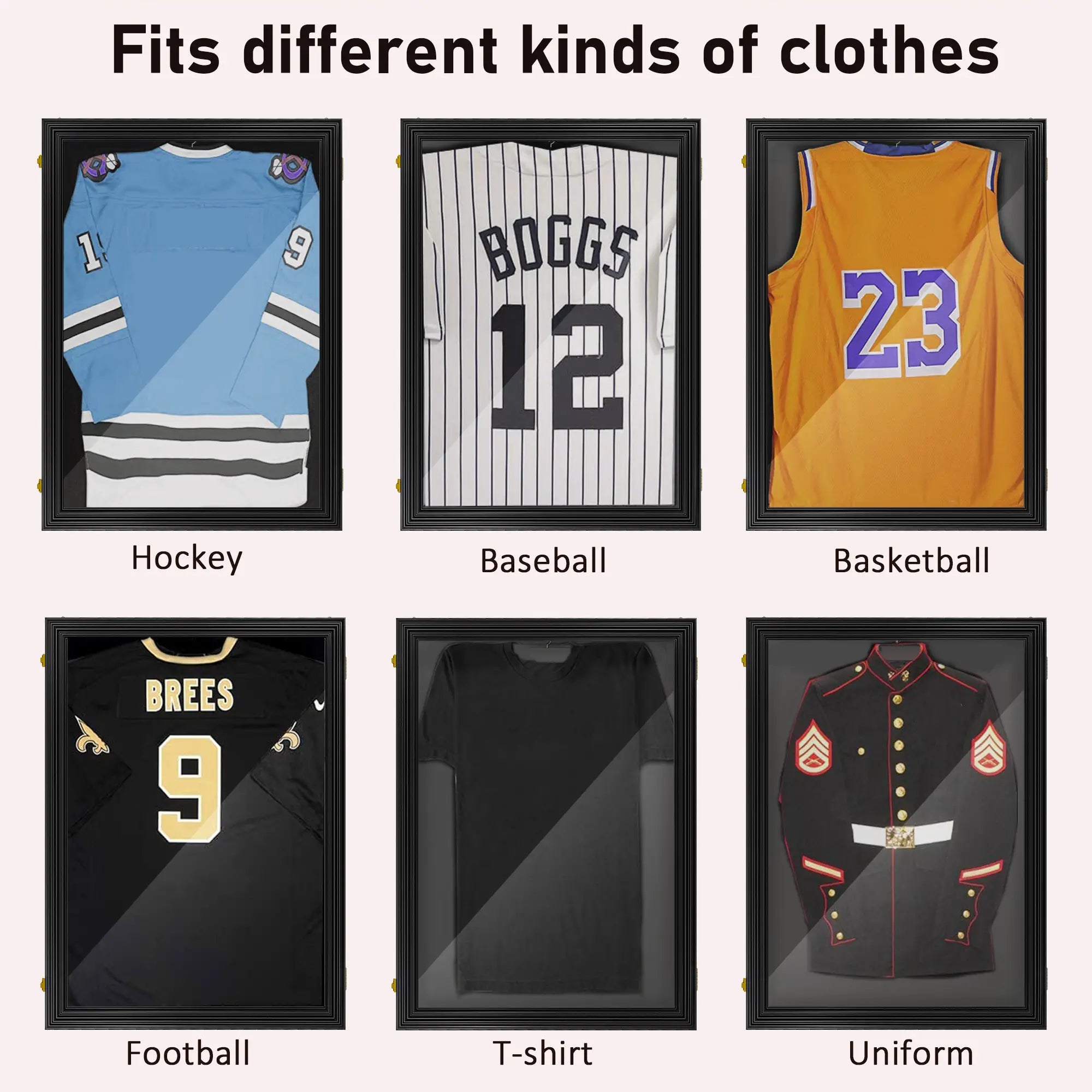 Jersey Display Frame Set, Acrylic Sports Shirt Shadow Box, 23.5
