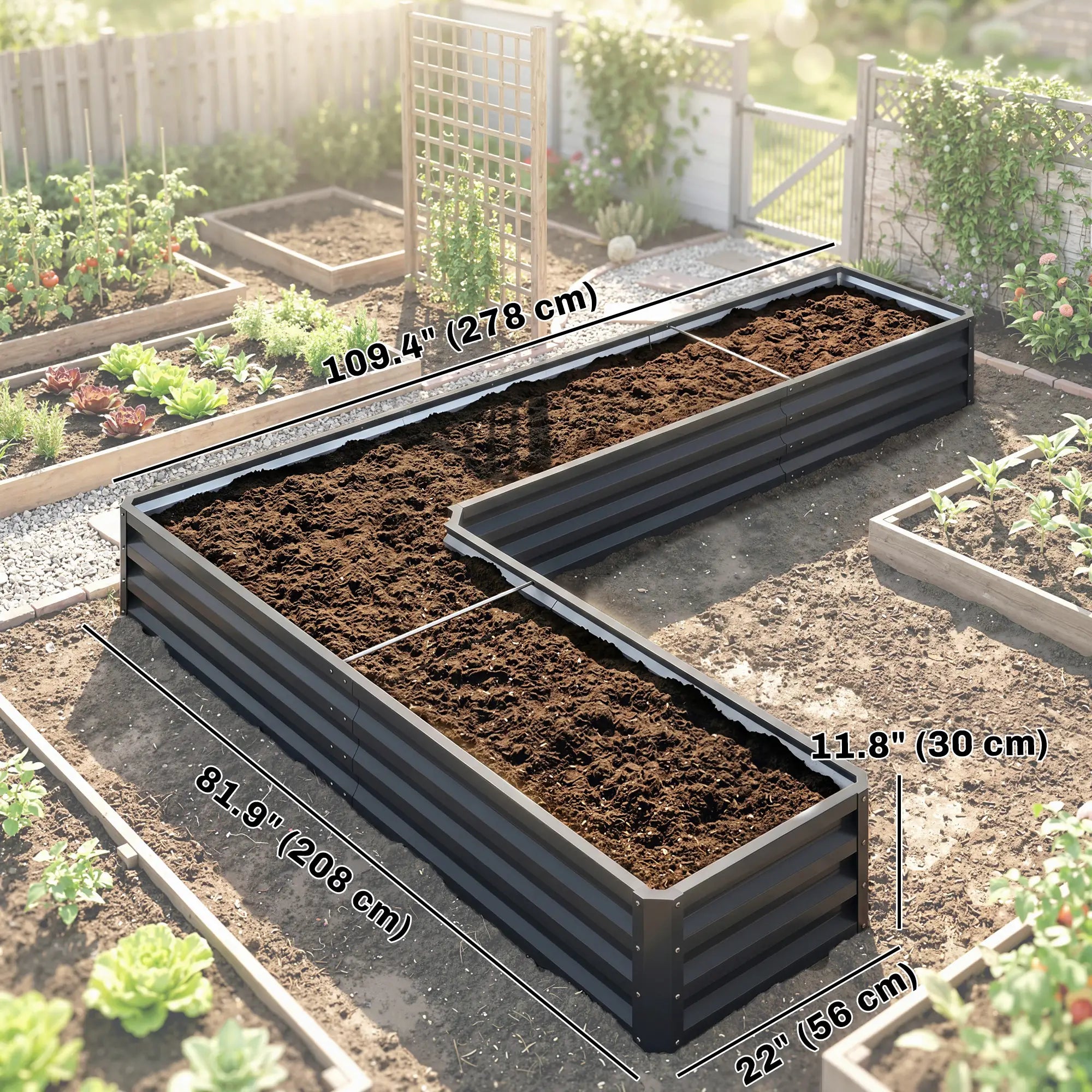 L-Shaped Raised Garden Bed, 82