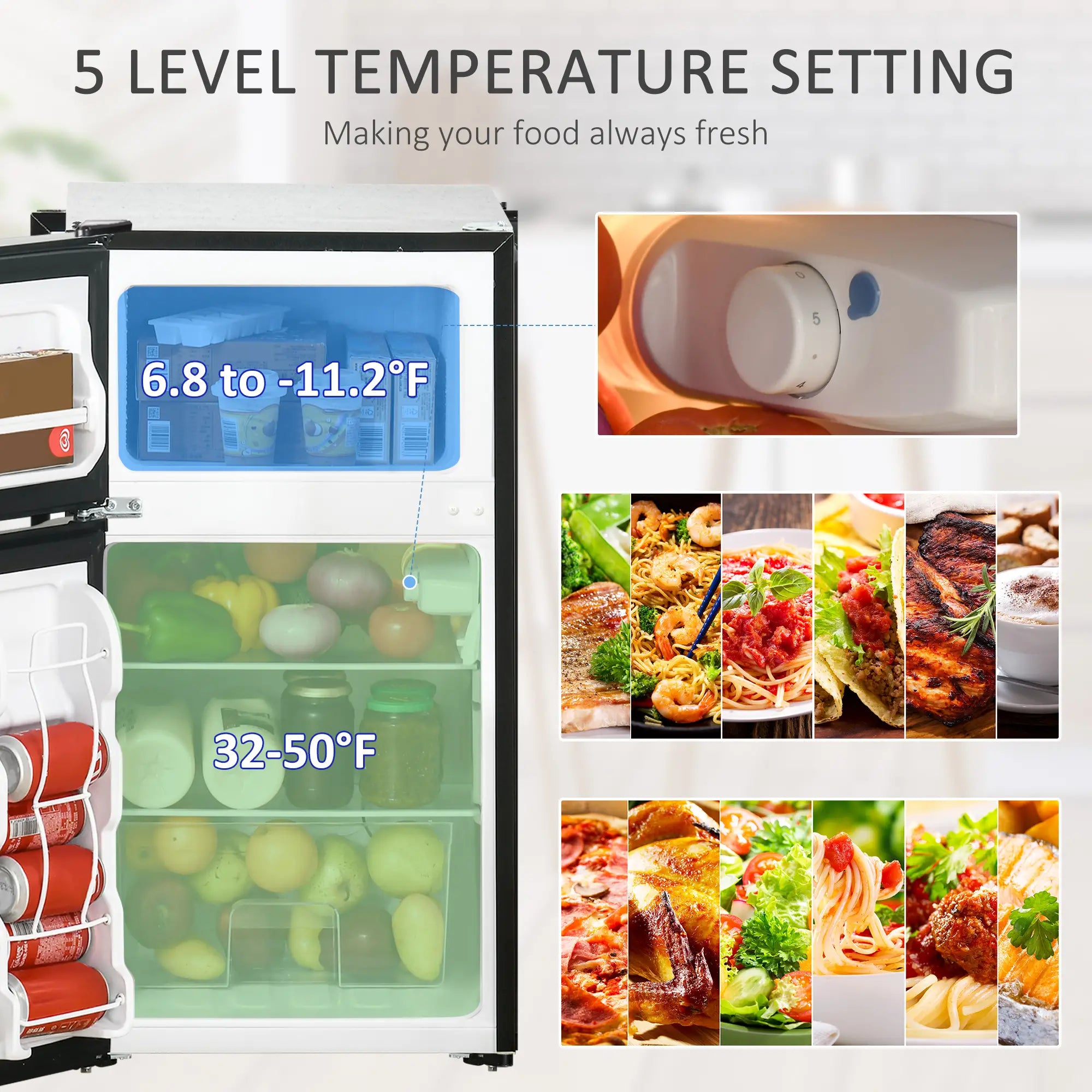 3.2 Cu Ft Compact Refrigerator, Mini Fridge with Freezer, Black Small Kitchen Appliances at Gallery Canada