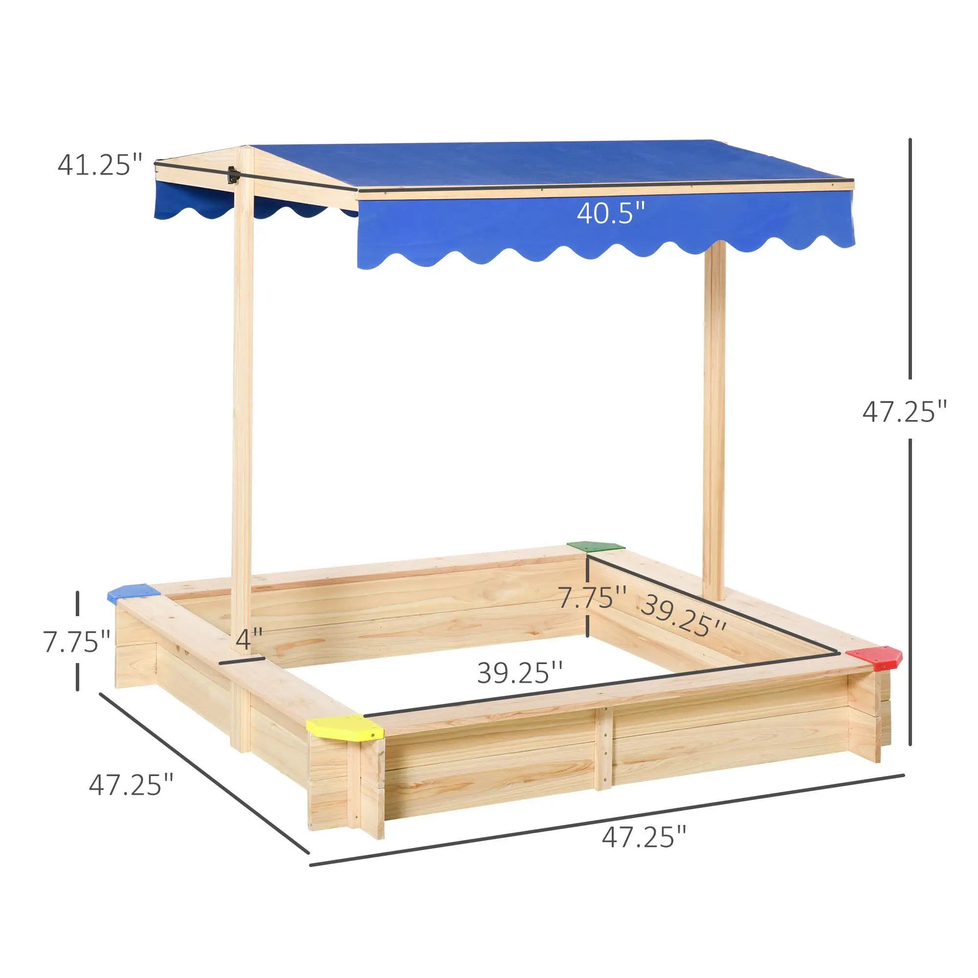 Kids Wooden Sandbox With Cover, 47