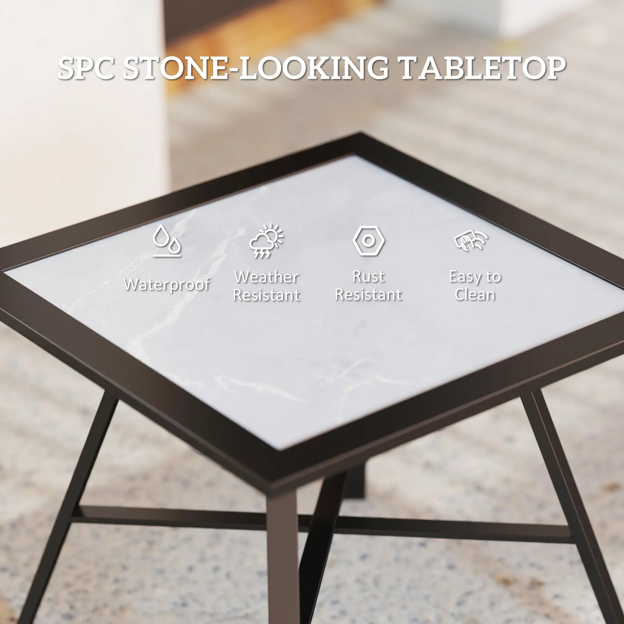 Small Outdoor Side Table, SPC Tabletop, Grey Patio Side Tables at Gallery Canada