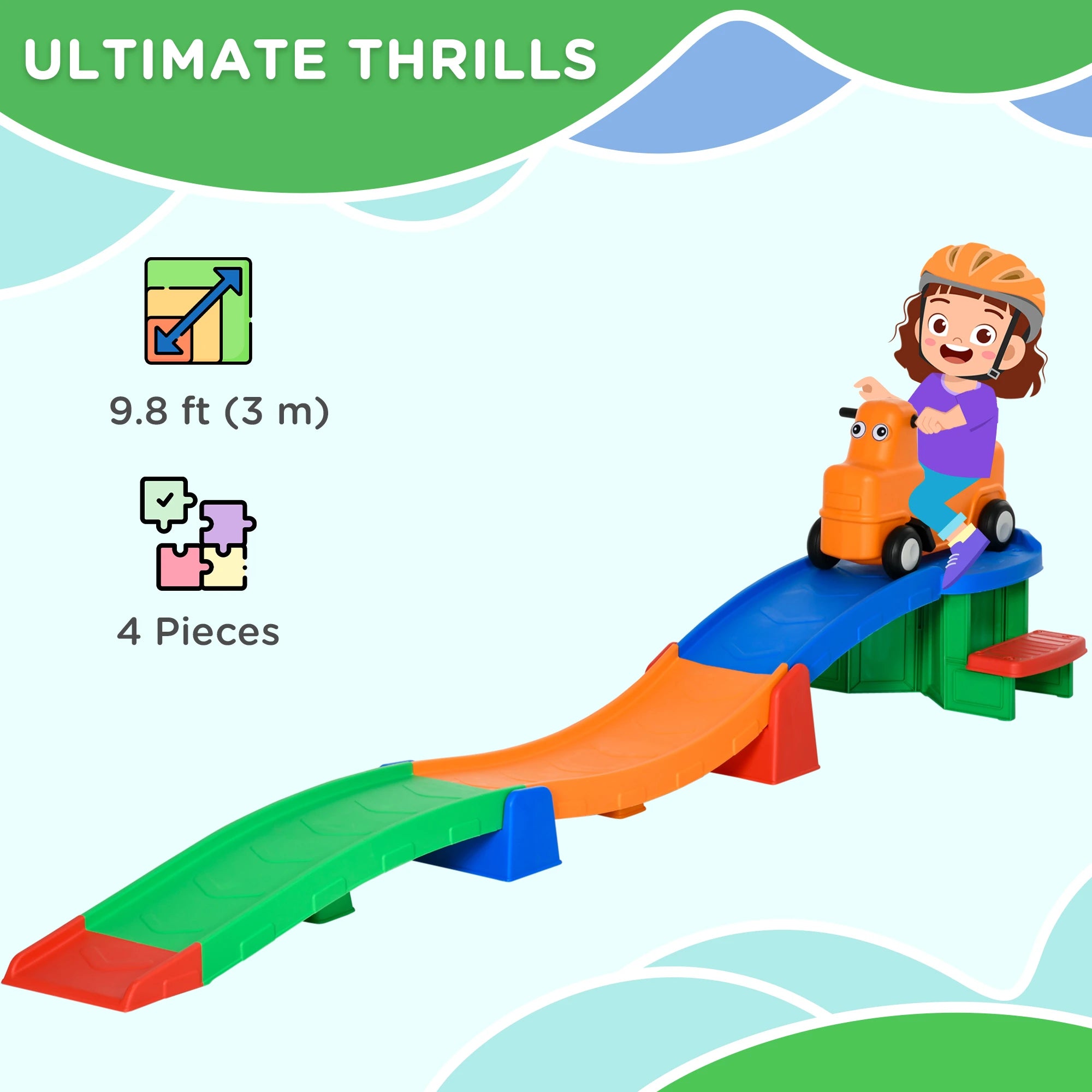 9.8 ft Roller Coaster For Kids, 4 Piece Toddler Ride On Toy Push Cars for Toddlers at Gallery Canada