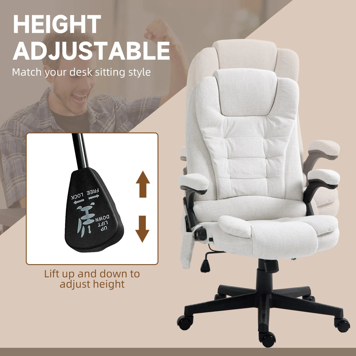 Reclining Massage Office Chair, High Back, Swivel Wheels, White Massage Chairs at Gallery Canada
