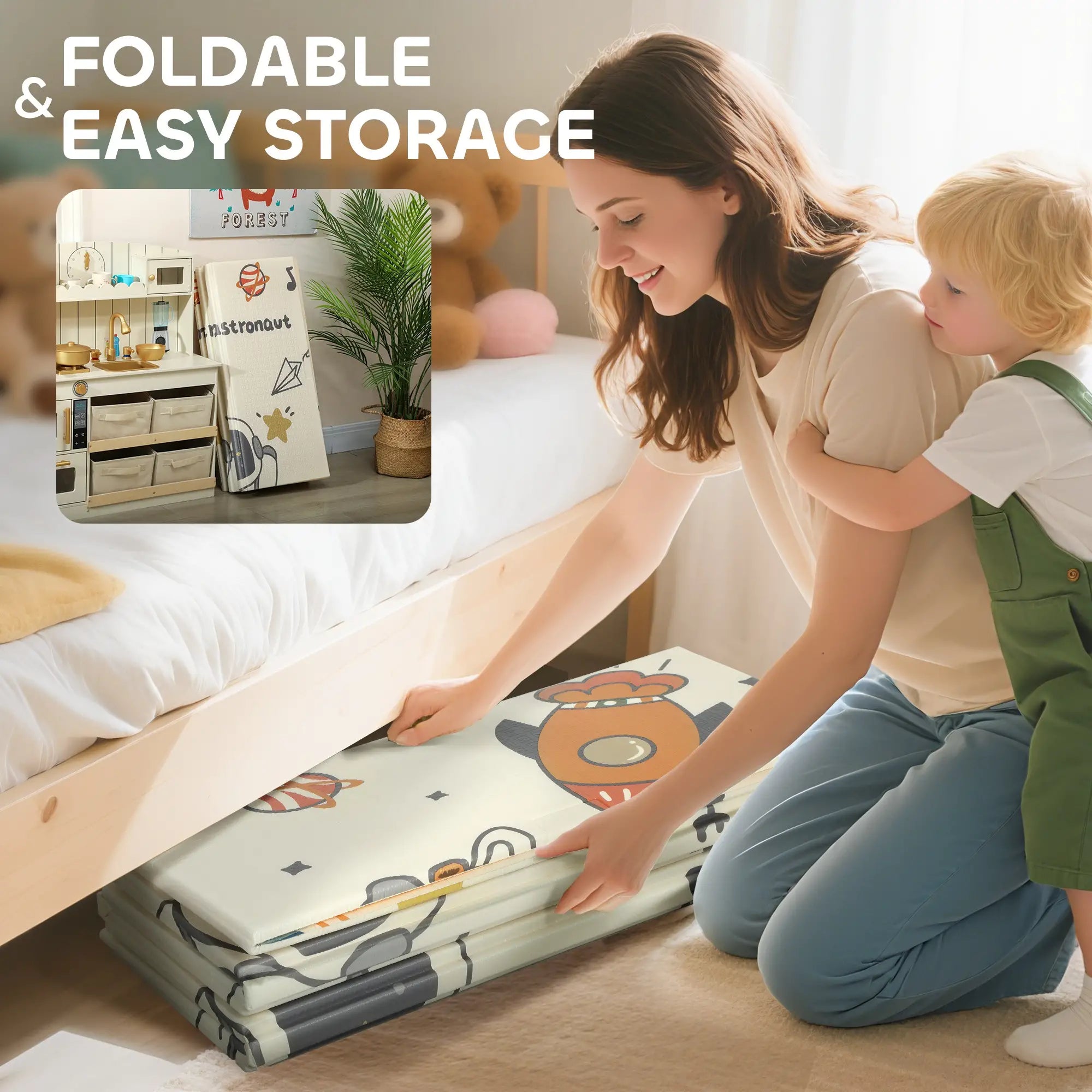 Double Sided Baby Play Mat, Reversible Waterproof, Astronaut Planet Theme Kids Gym & Playmats at Gallery Canada