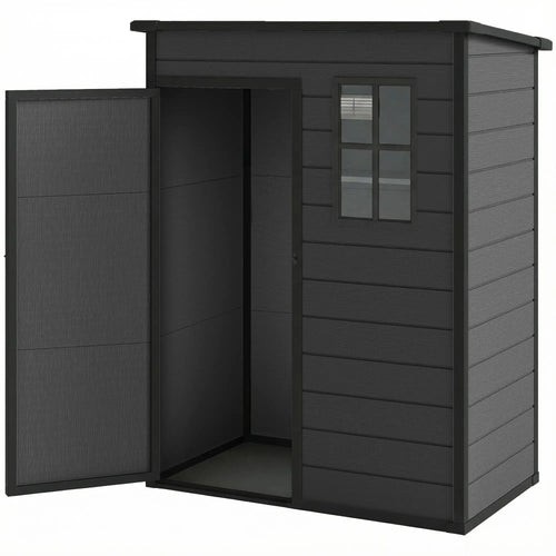 5 x 3FT Garden Shed With Floor, Lockable Door, Window, Vent, Dark Grey