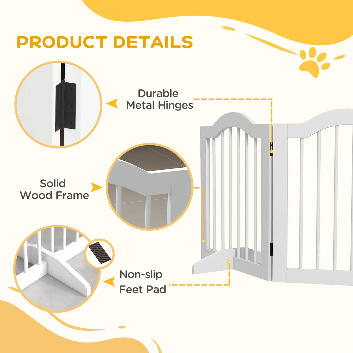 24"H Foldable 4-Panel Dog Gate Barrier, White Pet Gates at Gallery Canada