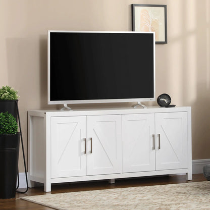 Barn Door Sideboard Cabinet, TV Stand for 65", 4 Cable Holes, White Bar Cabinets at Gallery Canada