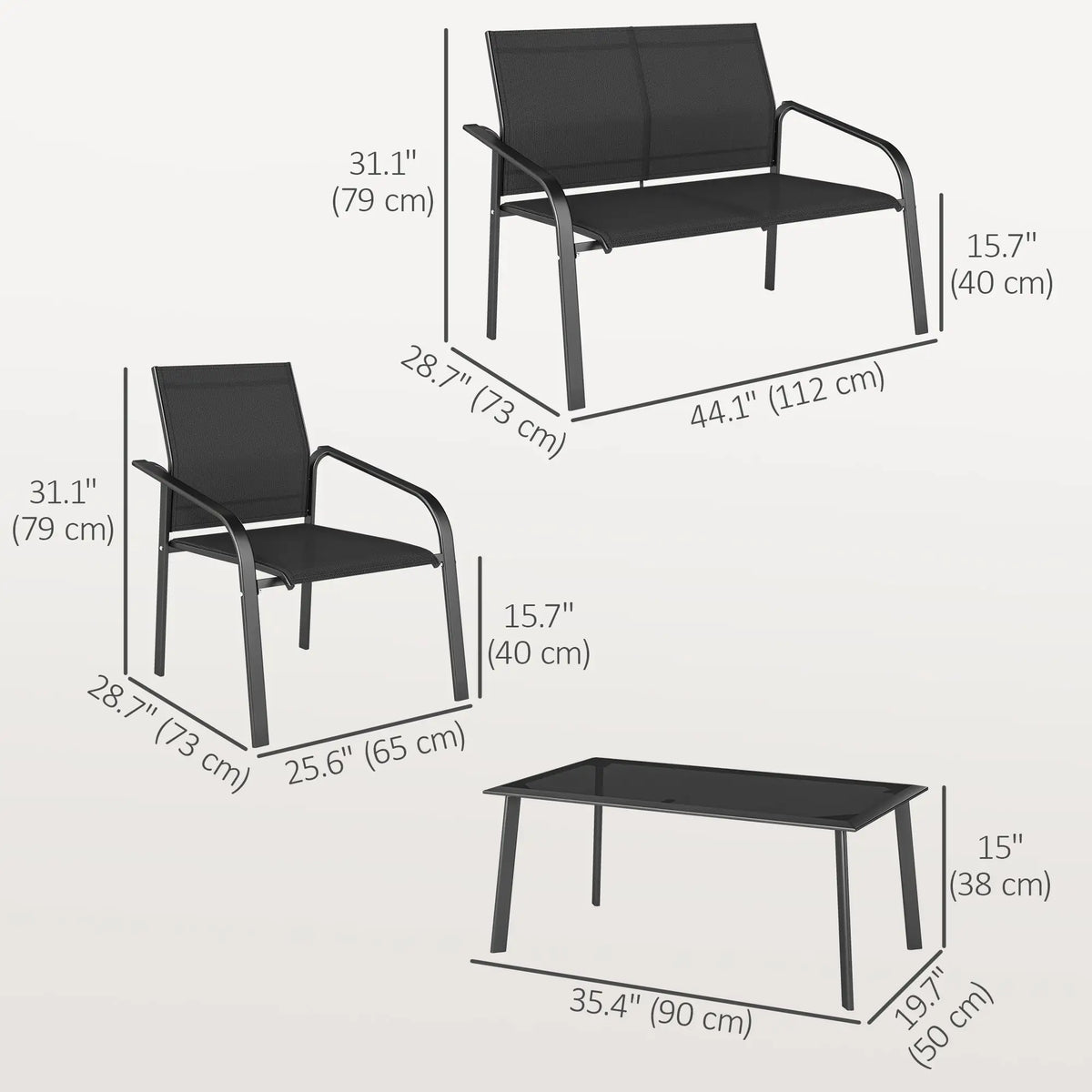 4 Piece Patio Furniture Set, Deep Seat, Black Patio Furniture Sets at Gallery Canada