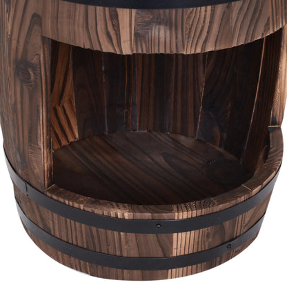Wooden Outdoor Fountain, Electrical Barrel Waterfall, 3600r/min Pump, Carbonized Water Fountains at Gallery Canada