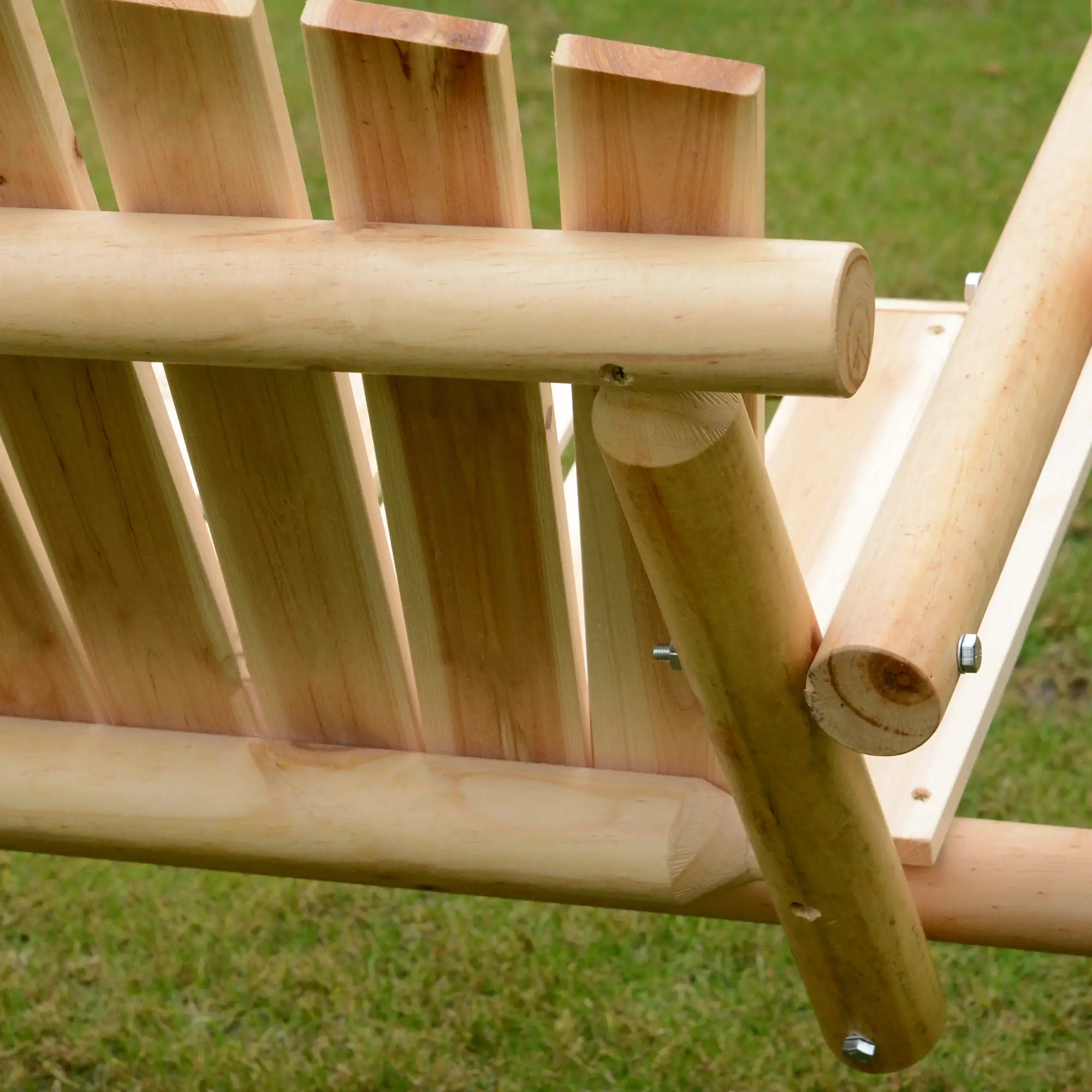 Freestanding 6.5' Wooden Loveseat Swing, Natural Patio Swings with Stand at Gallery Canada