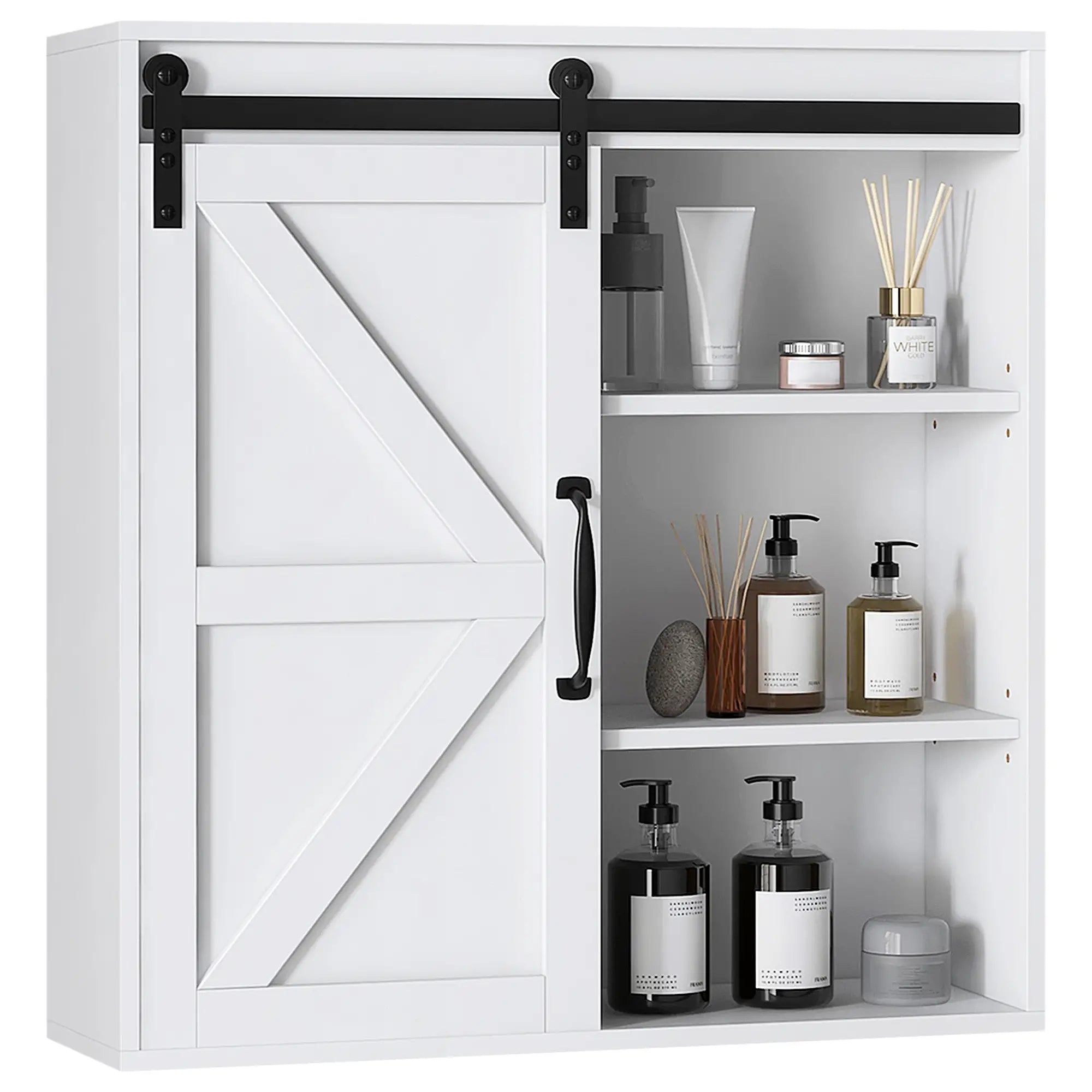 White Medicine Cabinet, Sliding Door, Adjustable Shelf, 22.8