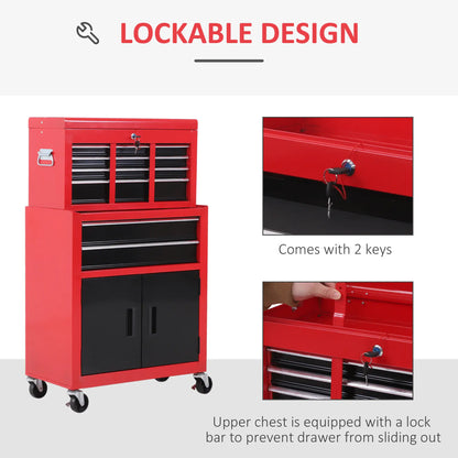 Rolling Tool Chest, 6-Drawer Storage Cabinet, Detachable Organizer, Lockable Toolbox Tool Organizers at Gallery Canada