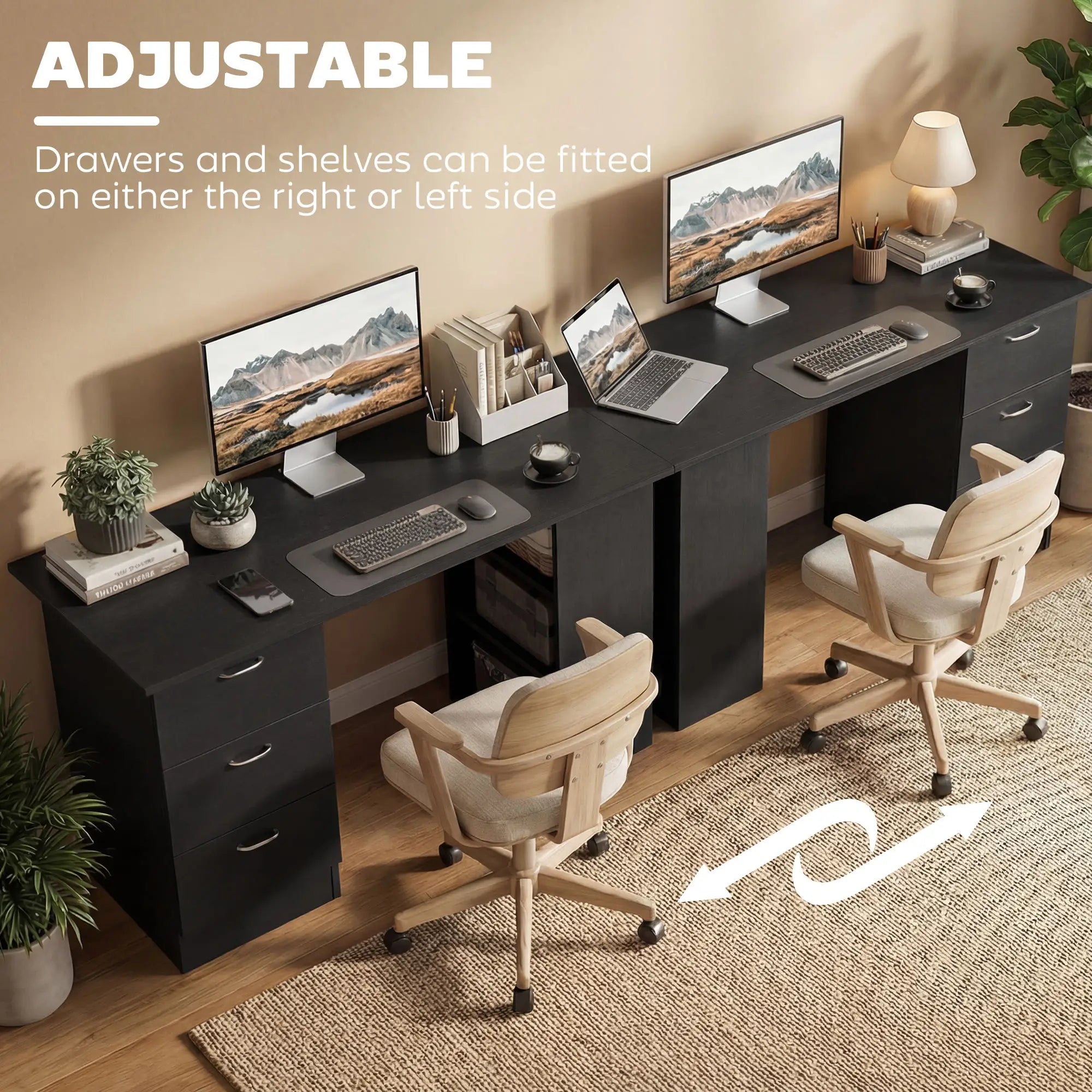 Computer Desk With Shelves And Drawers, 47
