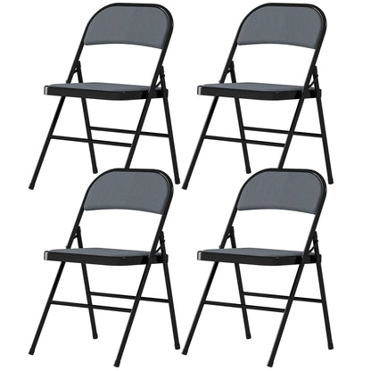 Set of 4 Metal Foldable Chairs, Corduroy Padded, Grey Dining Chairs at Gallery Canada