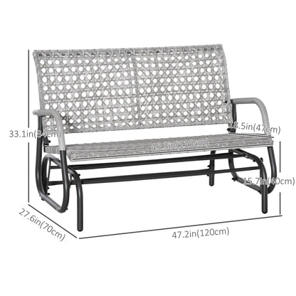 2 Seater Wicker Outdoor Glider Bench, Garden Loveseat, Mixed Grey Outdoor Gliders at Gallery Canada