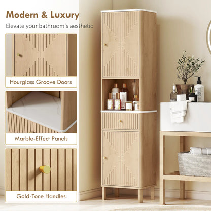 66 in Tall Bathroom Cabinet With Drawer, Oak Freestanding Bathroom Cabinets at Gallery Canada