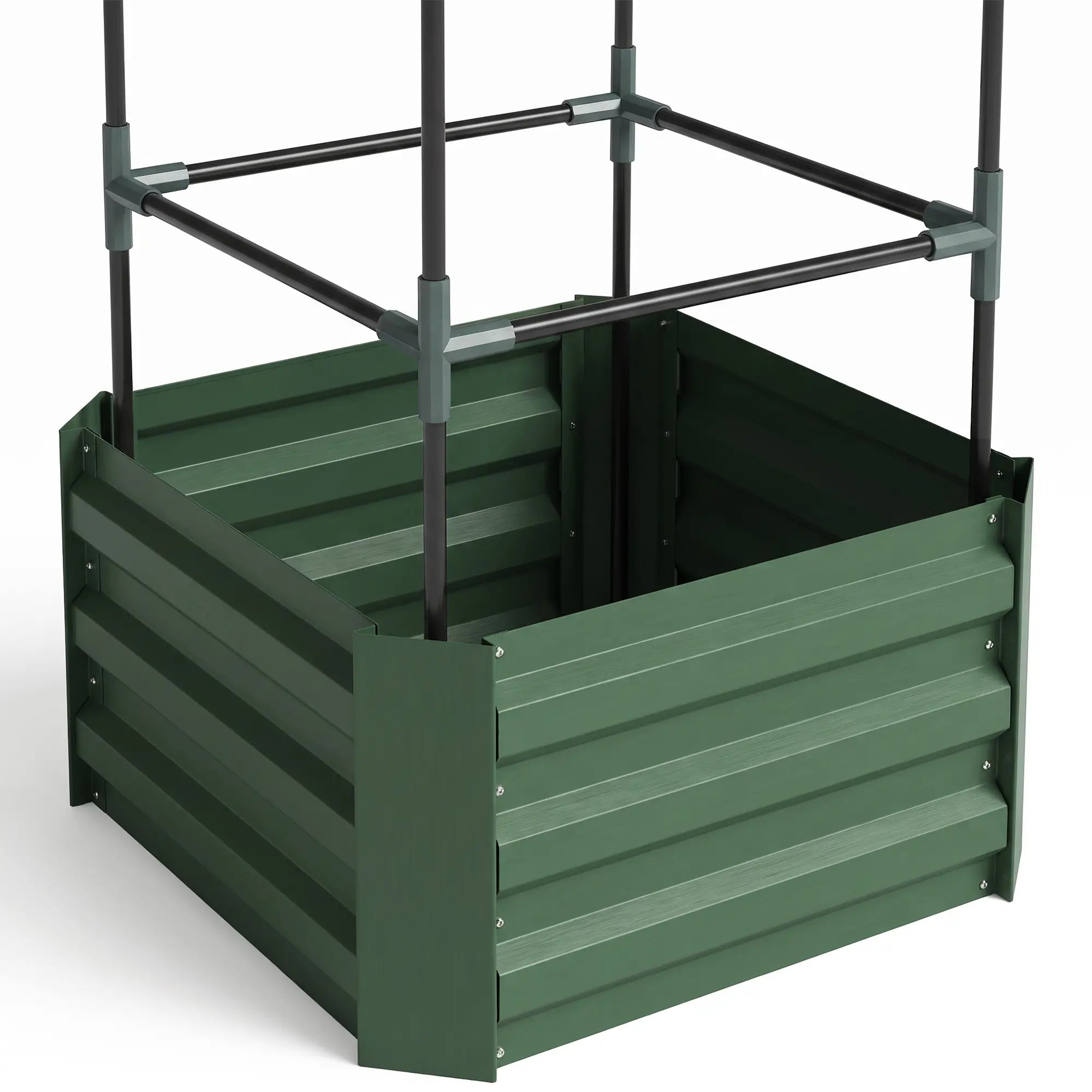 Galvanized Planter Box, Outdoor Raised Garden Bed, 3-Tier Trellis Tomato Cage Galvanized Planter Boxes at Gallery Canada