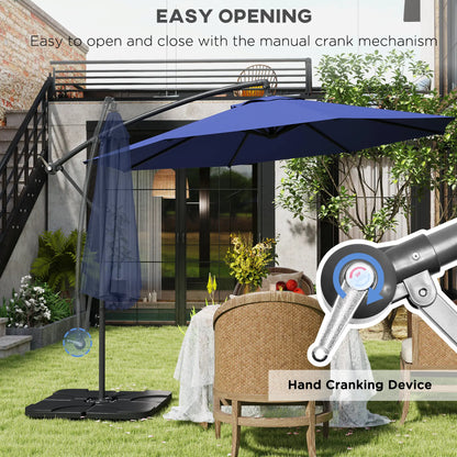9.6ft Offset Patio Umbrella, Hanging Parasol, Crank, Navy Blue Offset Cantilever Umbrellas at Gallery Canada