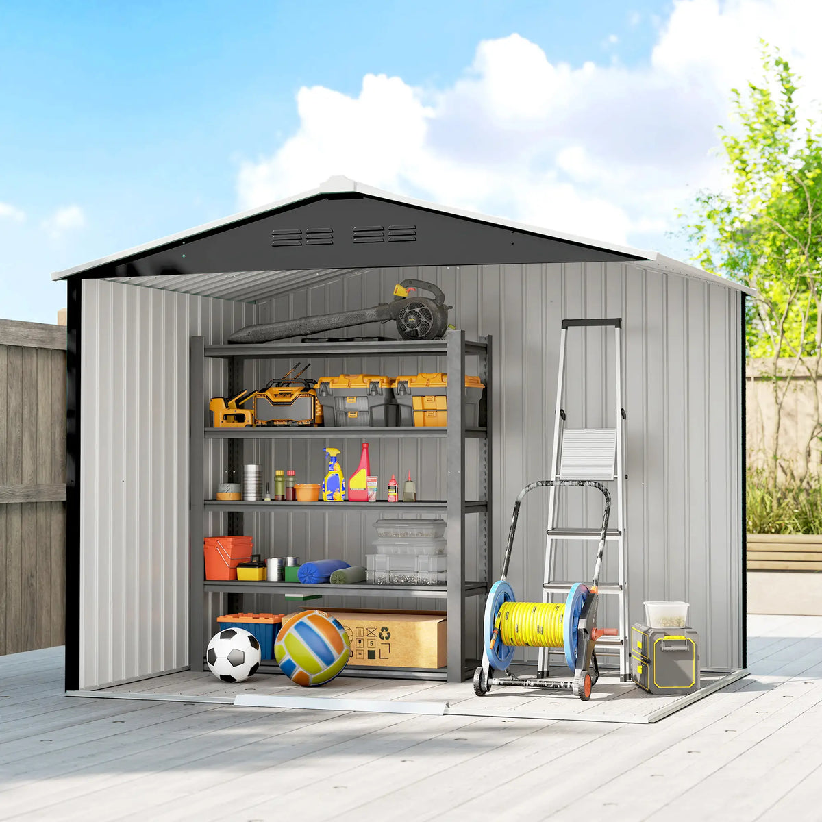8 x 6 ft Metal Outdoor Storage Shed, Dark Grey Sheds at Gallery Canada