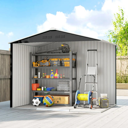 8 x 6 ft Metal Outdoor Storage Shed, Dark Grey Sheds at Gallery Canada