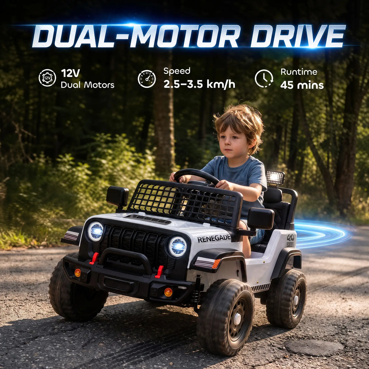 12V Ride On Truck Car, Remote, Soft Start, Ages 2-4, White Electric Toy Cars at Gallery Canada