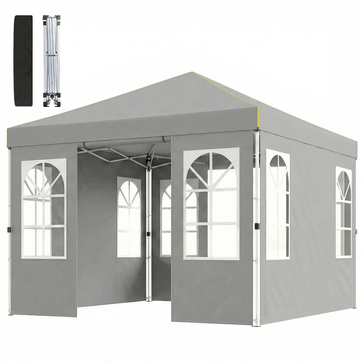 9.6 x 9.6 ft Pop Up Canopy Tent, 4 Sidewalls, UPF 50+, Light Grey Pop Up Canopies Light Grey, White at Gallery Canada