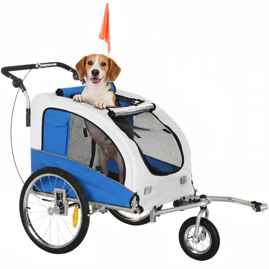 Dog Bike Trailer, 2-In-1 Pet Stroller, Bicycle Wagon, Blue Dog Bike Trailers & Strollers Blue at Gallery Canada