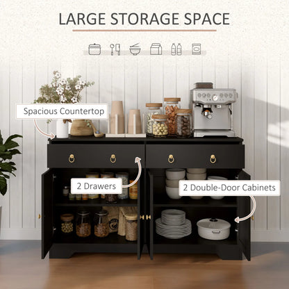 Sideboard Cabinet, 2 Drawers, 4 Barn Doors, 2 Adjustable Shelves, Black Bar Cabinets at Gallery Canada