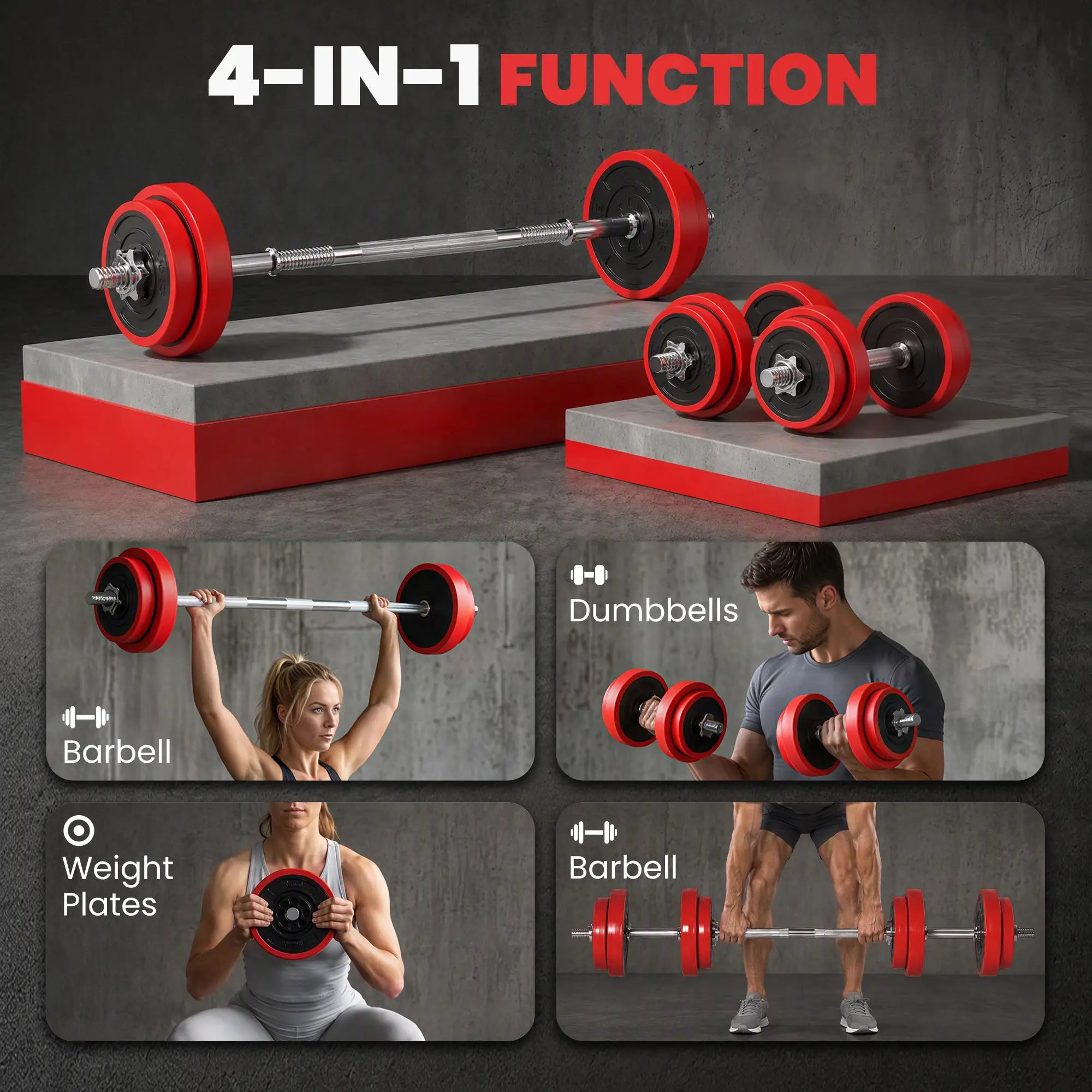 44lbs 2-In-1 Dumbbell, Barbell Adjustable Set, Strength Exercise Dumbbells & Barbells at Gallery Canada