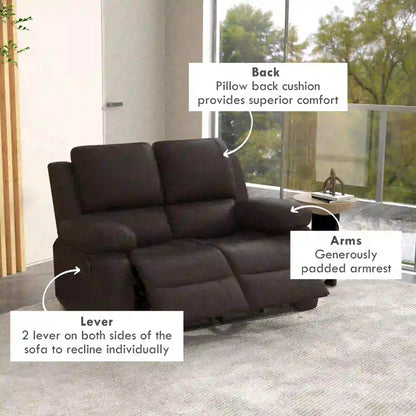 PU Leather Manual Recliner Sofa, Double Loveseat with Footrest, Brown 2-Seater Sofas at Gallery Canada