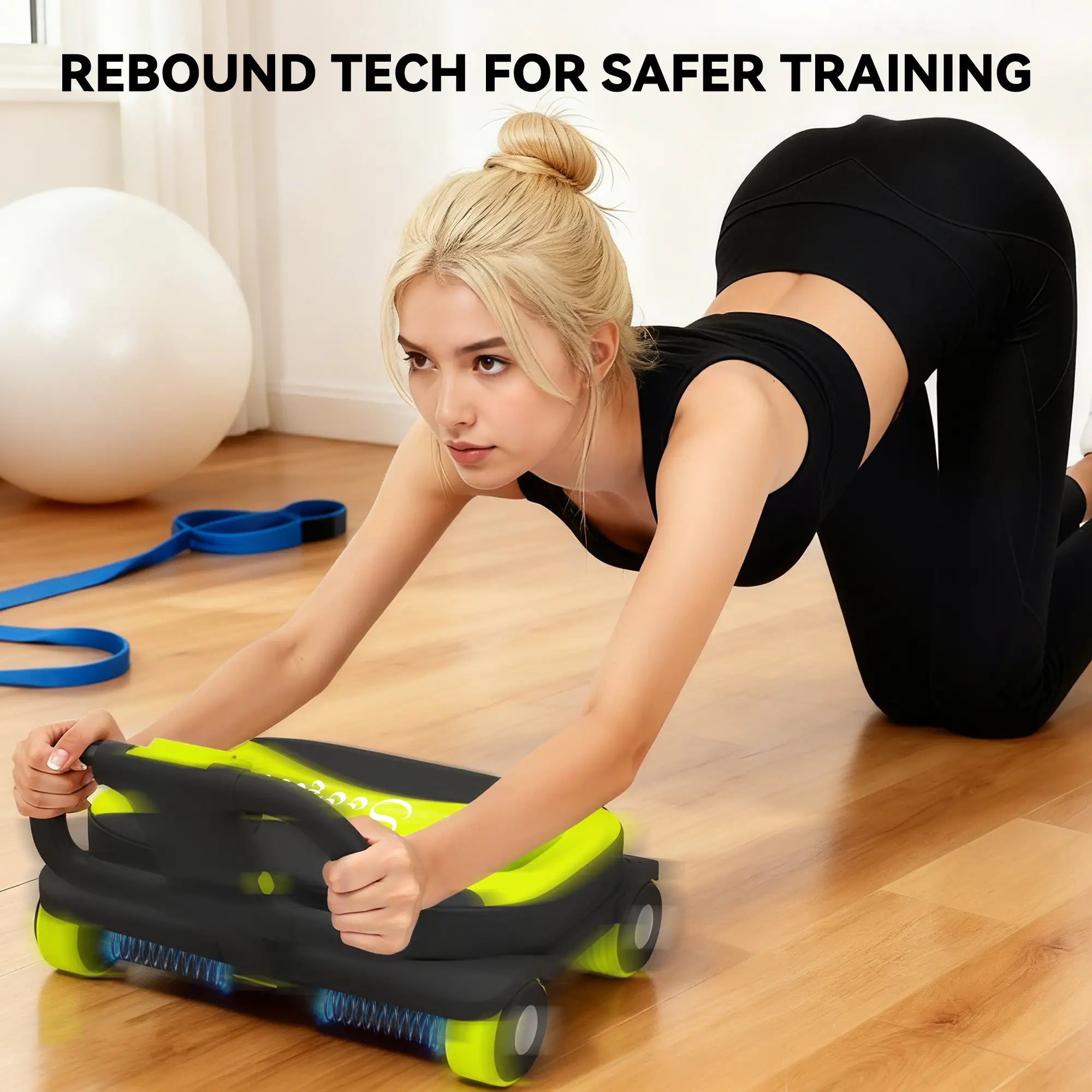 Ab Wheel Roller, Automatic Rebound, Core Trainer With Phone Holder Strength Training Equipment at Gallery Canada