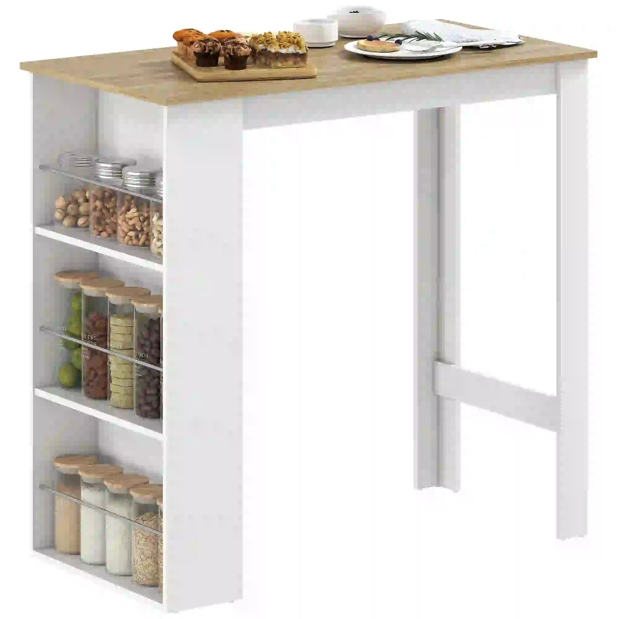 Modern Bar Table, 3 Storage Shelves, Kitchen Dining Room, White Bar Tables & Dining Tables at Gallery Canada