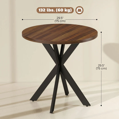 29" Round Dining Table, Walnut Finish, Steel Legs Dining Tables at Gallery Canada