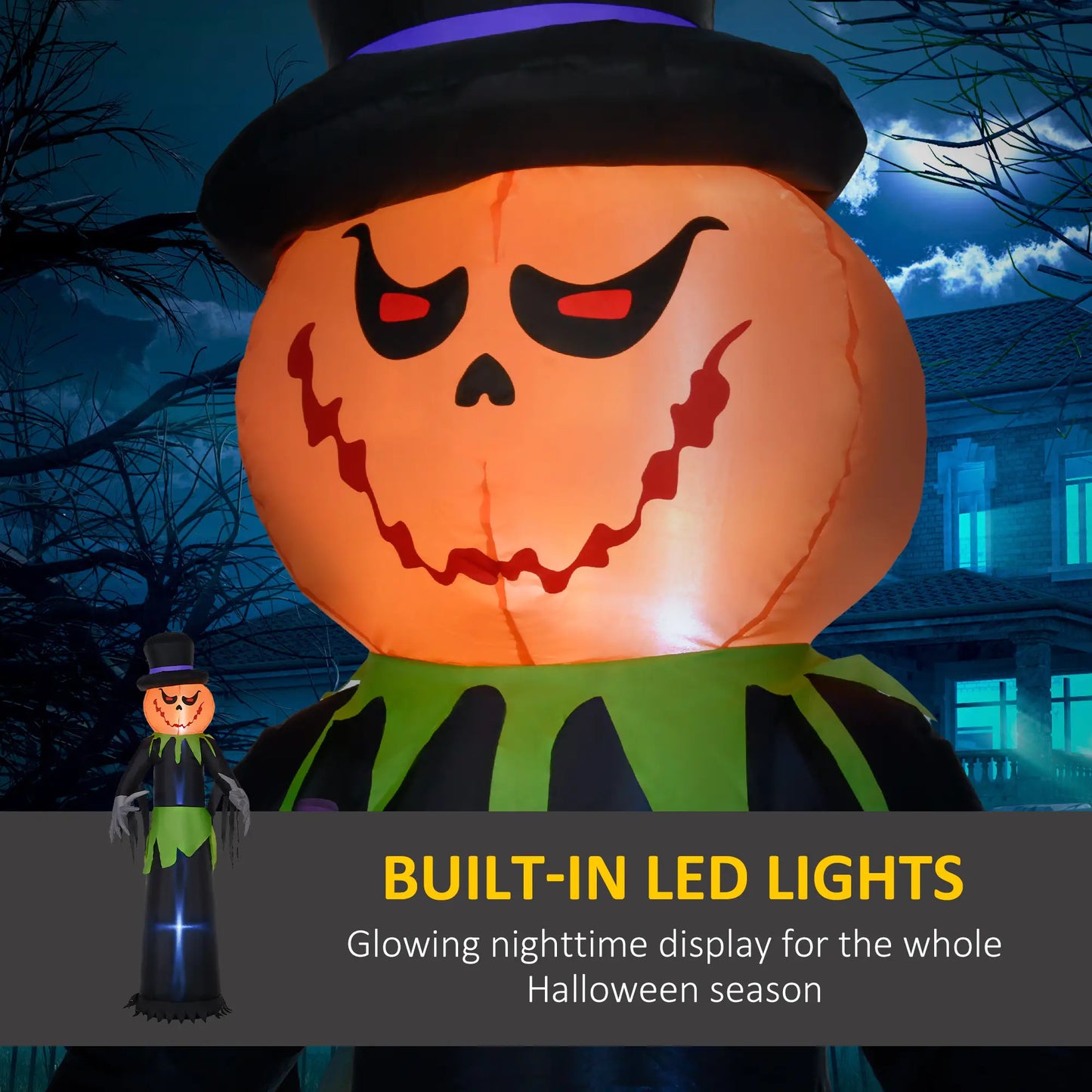 8ft Inflatable Pumpkin Head Ghost, Hat, LED Lights, Yard Decoration Halloween Decorations at Gallery Canada