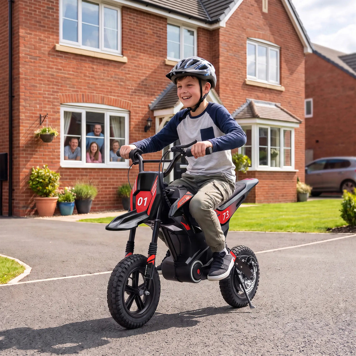 24V Kids Electric Motorcycle, Black, 12" Rubber Tires, Black Electric Motorcycles at Gallery Canada