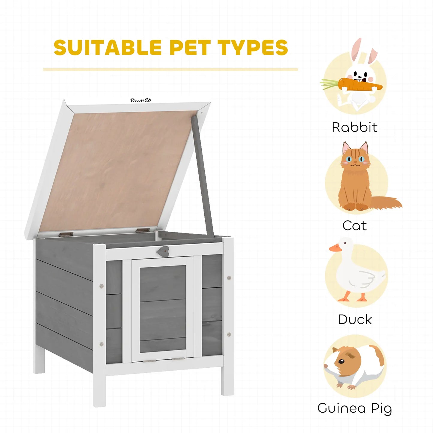 Wooden Rabbit Hutch, Bunny Cage, Outdoor Cat House, 20"x16.5"x17", Grey Rabbit Hutch at Gallery Canada