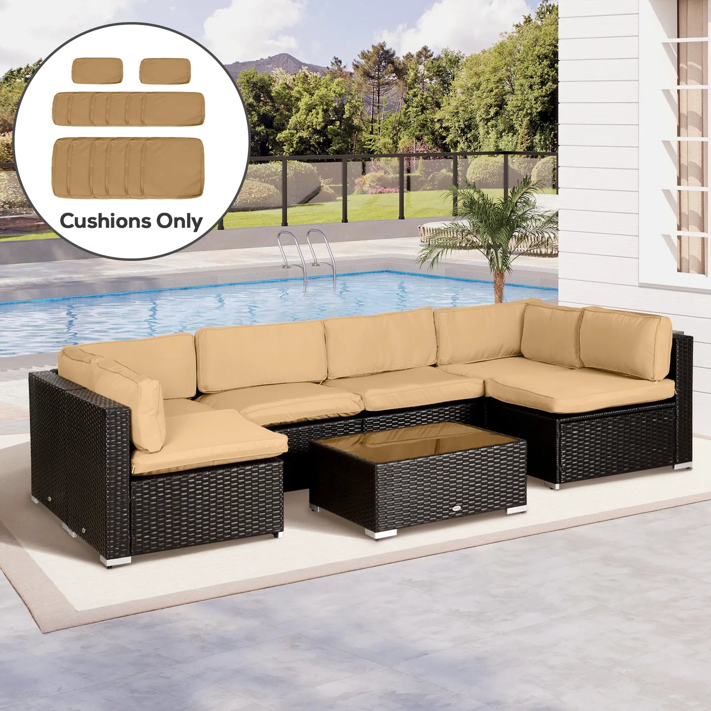 14pc Patio Rattan Sofa Set, Polyester Cover Replacement, Beige Patio Chair Cushions at Gallery Canada