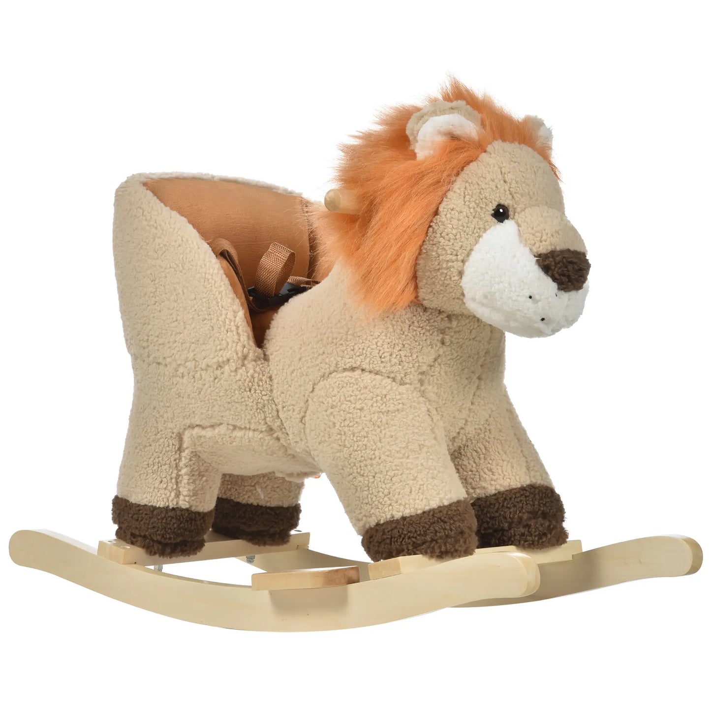 Baby Rocking Horse, Lion Design, Plush, Wooden, Sound, Seat Belt, 18-36 Months, Brown Rocking Horses Brown at Gallery Canada