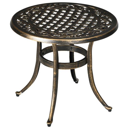 Round Outdoor Side Table, Cast Aluminum Frame, Patio Coffee Desk, 23.6", Bronze Patio Side Tables Bronze at Gallery Canada