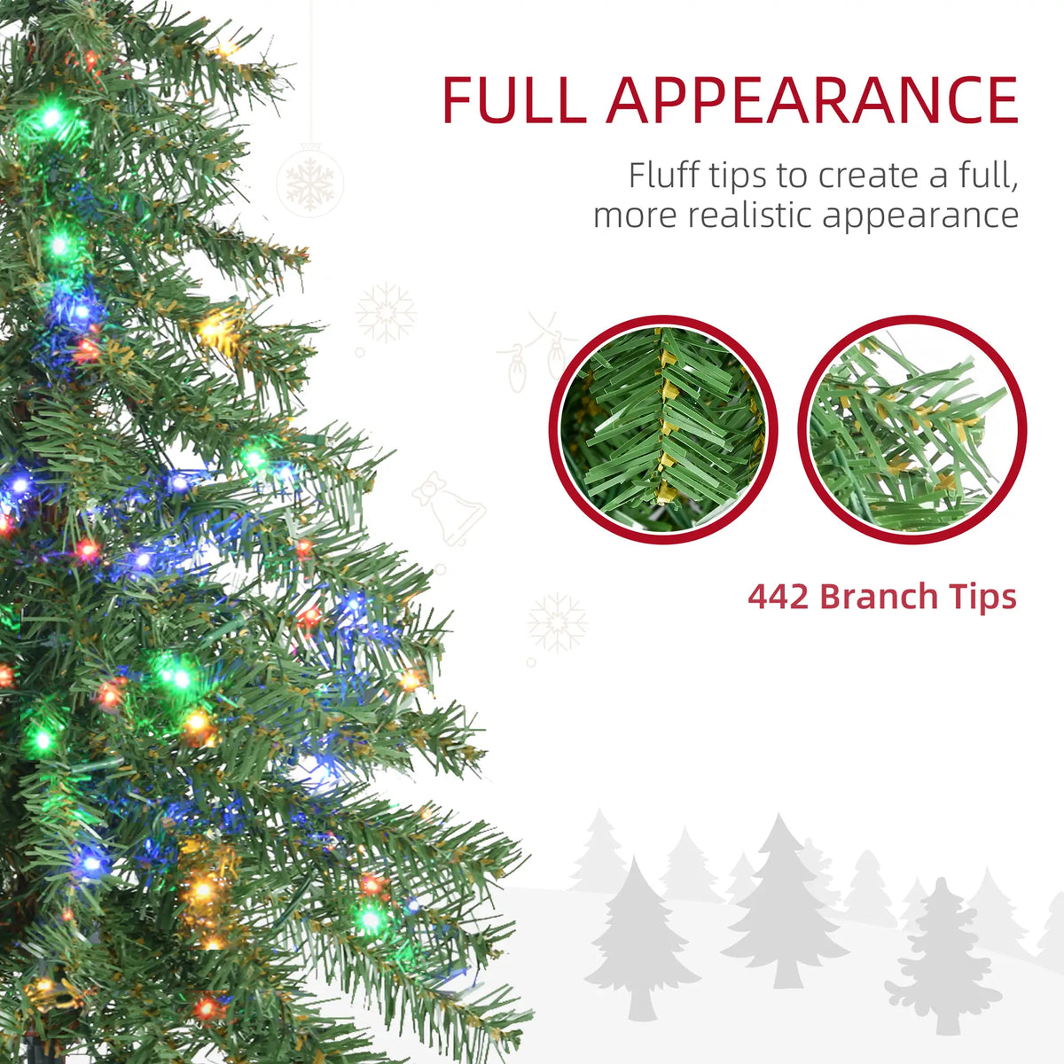 6' Artificial Christmas Tree, Pencil Shape, Steel Base, Warm White or Colorful LED Pencil Christmas Trees at Gallery Canada